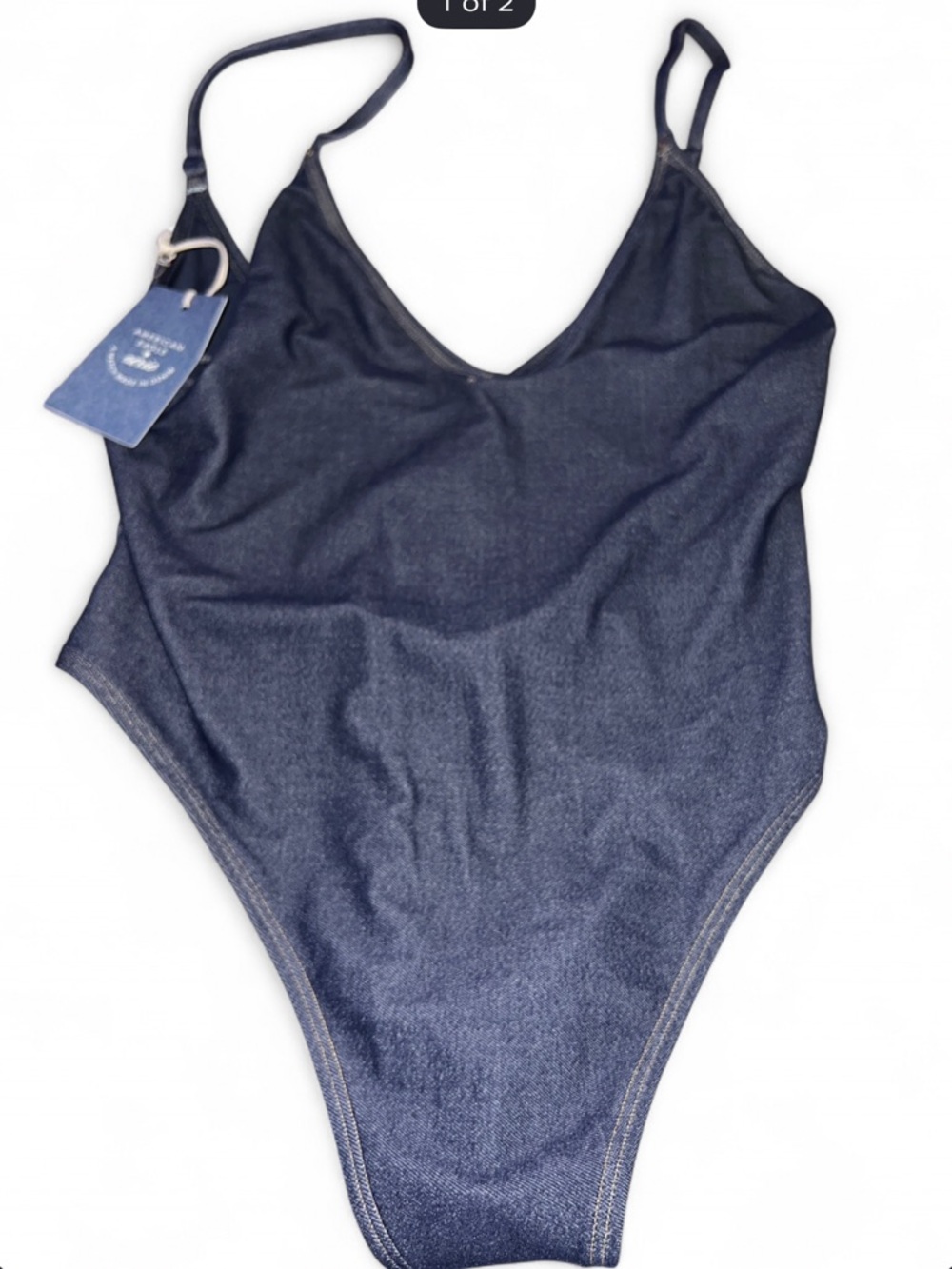 American Eagle x Aerie Dark Blue Denim-Look One-Piece Cheeky